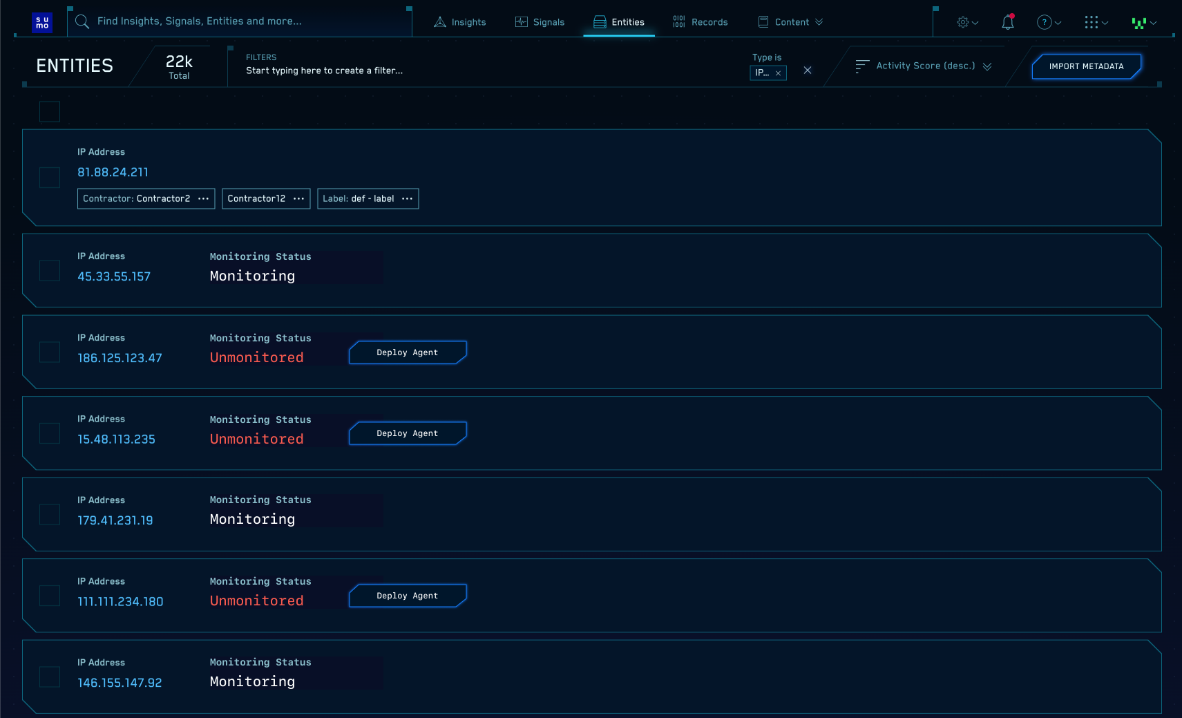 Security product interface